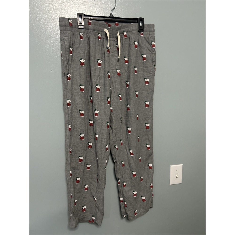 American Eagle Large Flannel  Snoopy Peanuts Gray Pants pajama 35"-38" Waist